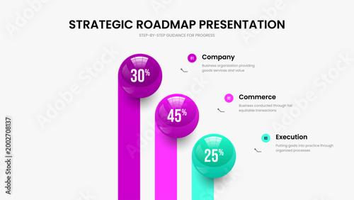 Service Solution 3 Element Diagram Frame Layout. Company Profile Three Option Infographic Slideshow Design. Corporate Showcase Presentation Template Vector Illustration.