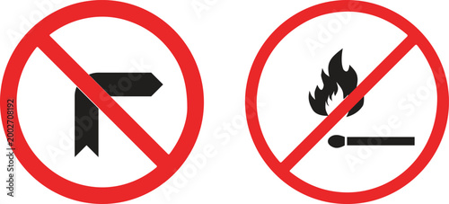 Prohibited icon set collection group featuring restriction warning ban symbol with clean modern design for safety security alert interface element signage usability and universal communication visual.