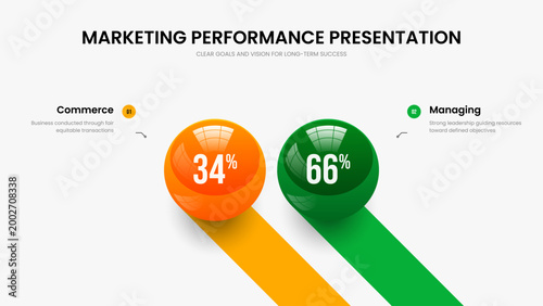 Project Growth 2 Option Graph Presentation Design. Financial Showcase Slideshow Layout Vector Illustration. Sales Launch Two Element Infographic Frame Template.
