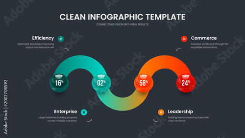 Creative Strategy Four Element Graph Slideshow Template. Company Profile Presentation Layout Vector Illustration. Marketing Growth 4 Option Diagram Slide Design.