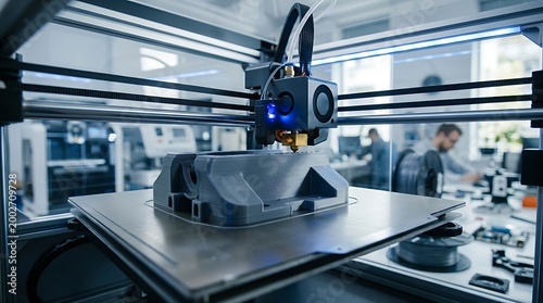 3d Printer Manufacturing Prototype in Modern Lab with Industrial Equipment
