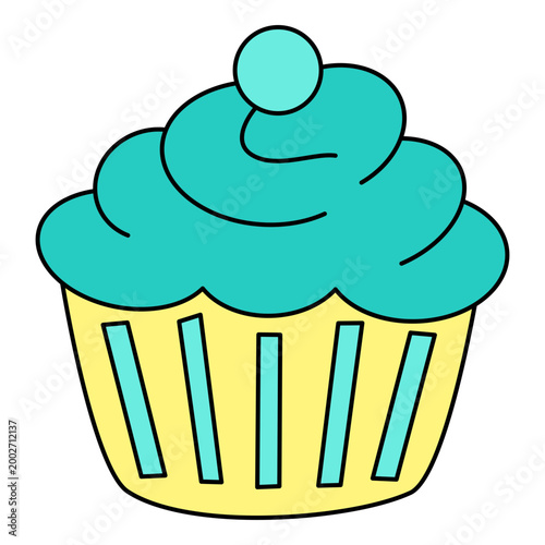 Sweet Blue Cupcake Illustration