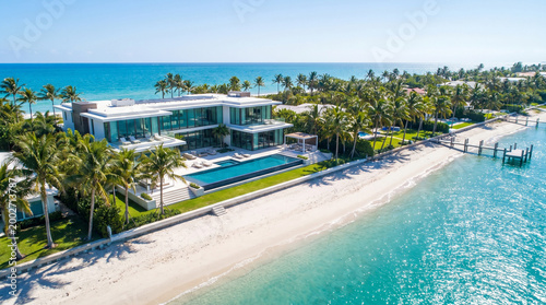 Luxury beachfront property with modern architecture.