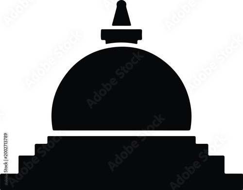 Silhouette Buddhist stupa temple landmark monument for Asian travel culture vector design
