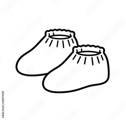 Disposable Shoe Cover Line Icon | Medical Protective Footwear PPE Equipment