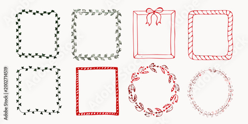 hand drawn holiday frames collection festive watercolor style