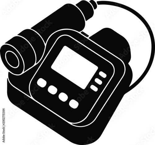 Silhouette medical device with display screen and buttons vector design