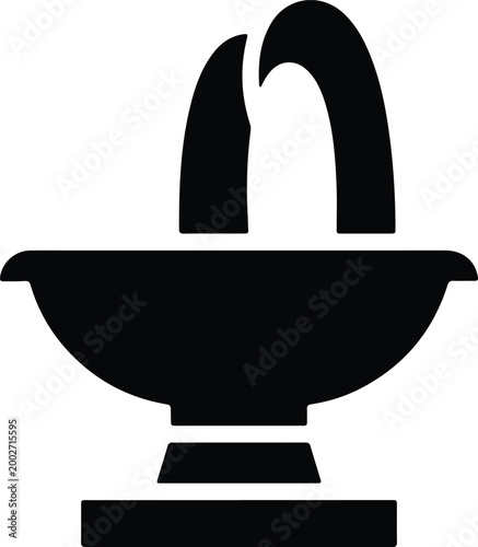 Silhouette minimalist public water fountain icon for park landscape vector design