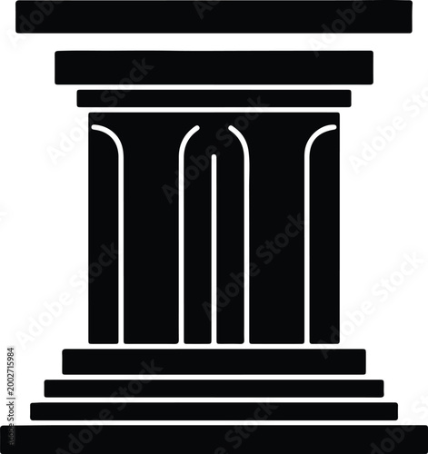 Silhouette of a classic Greek architectural column for legal and historical vector design