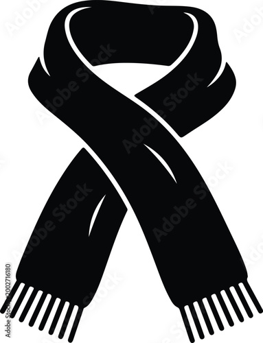 Silhouette of a knitted scarf tied in a knot vector design