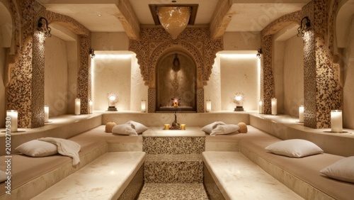 Experience the serenity of a Moroccan Hammam, a traditional spa that uses steam and massage to cleanse the body and mind.
