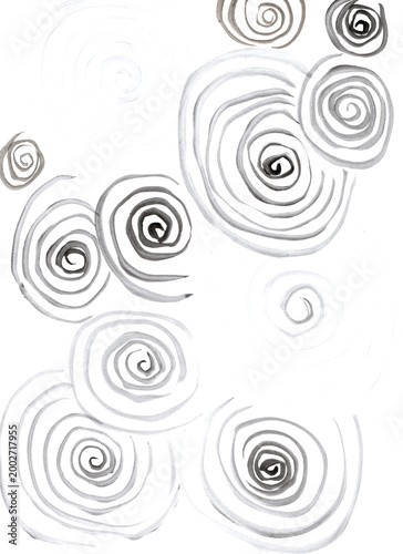 Artistic Hand Painted Ink Swirls and Spiral Pattern in Zen Style