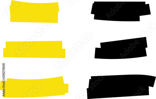 Highlighter line marker strokes lines. Hand drawn highlight set, marker lines. Marker pen highlight strokes.