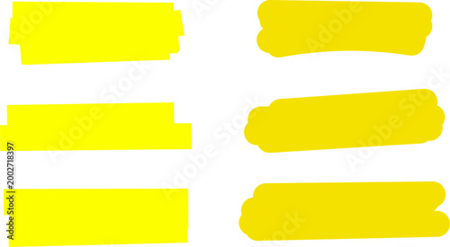 Highlighter line marker strokes lines vector set. Black or yellow watercolor hand drawn highlight collection. Marker pen highlight strokes.
