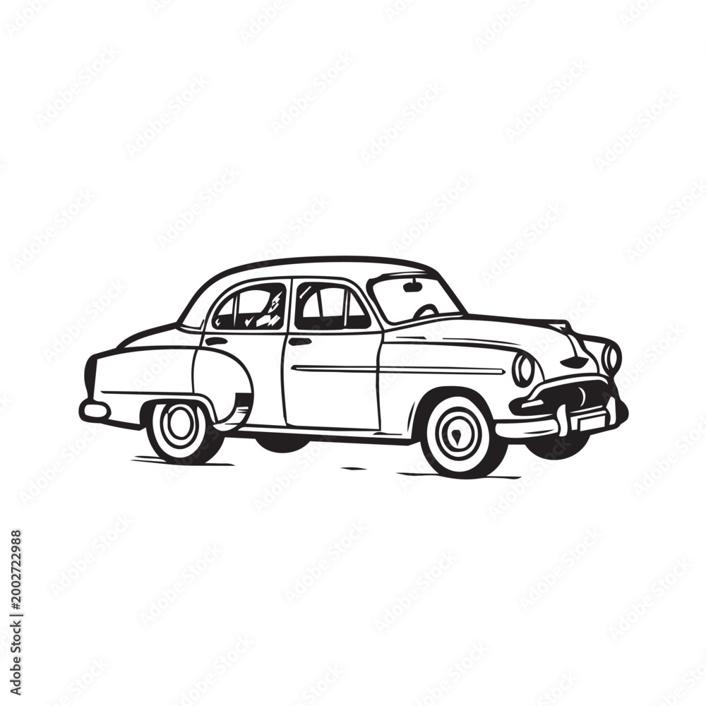 Obraz premium vector illustration of a car line art