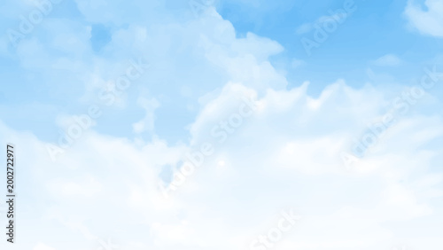 Beautiful Blue Sky Background with White Clouds. Picture for Summer Season. Clean Minimal Sky in Sky Blue Tone