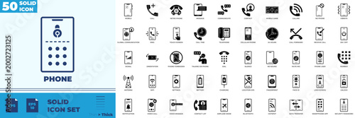 Phone Solid Editable Icons set