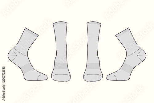 Multi-Angle Performance Sock Technical Flat Sketch Tech Pack