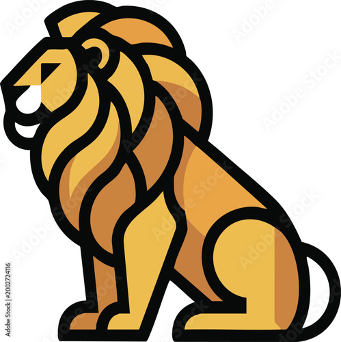 Canvastavla Modern lion logo vector, geometric golden lion mascot icon, majestic wild cat il