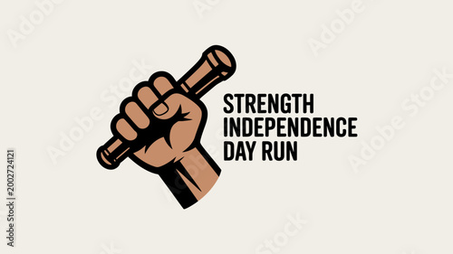 Hand holding baseball bat for strength independence day run event