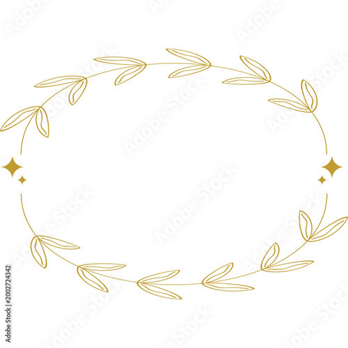 Minimal Gold Floral Wreath Frame