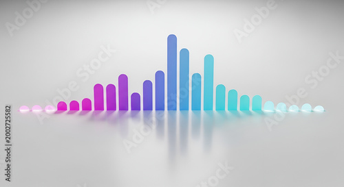 Colorful Sound Waveform Bar Graph with Reflections.