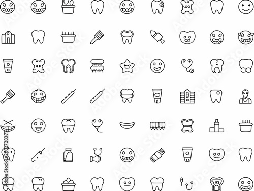 Featuring Dental Clinic Line Icons Vibrant High-Quality Stock Image