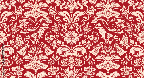 Elegant seamless damask pattern with stylized flowers and vintage charm