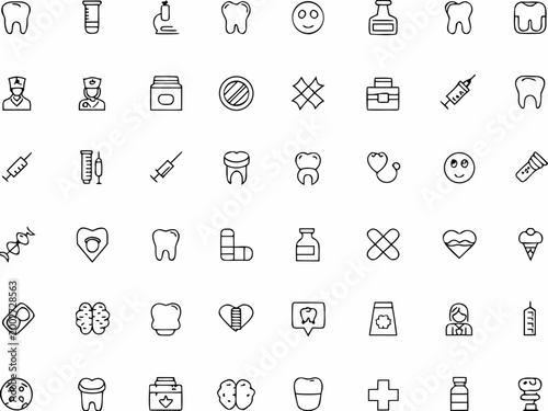 Showcasing Dental Healthcare Icons Comme Vibrant High-Quality Stock Image