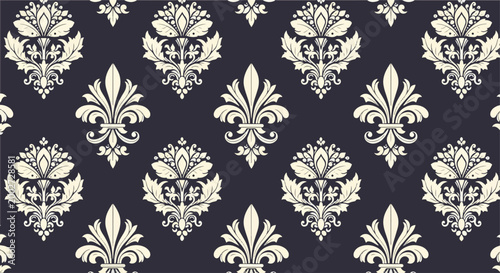 Luxurious floral damask design with intricate details and elegant composition