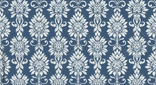 Vintage baroque damask design with intricate floral and decorative symmetry