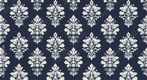 Vintage floral damask design with balanced composition and elegant detailing