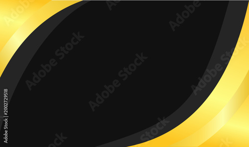 Bold black background and gold curves sweep across the frame, glow softly around the edges. Sleek design invites modern elegance and dynamic energy. Perfect for presentations covers.