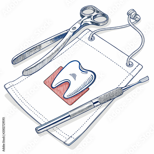 Dynamic Bold Stroke Dental Bib Clip Patient Tool Premium Digital Asset