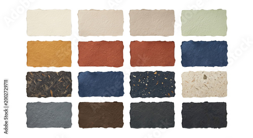 Fotografi Assorted handmade paper texture samples with deckled edges
