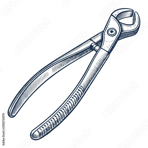 Depicting Bold Stroke Dental Clamp Tool Back Beautiful High-Quality Stock Image