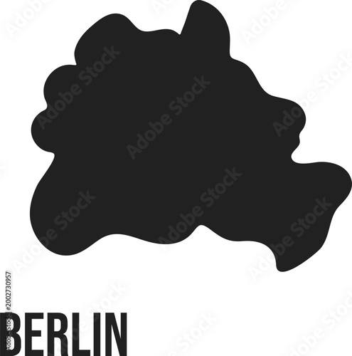 Berlin State Silhouette Map Flat,Germany,Minimal Black Vector,Isolated on Transparent Background