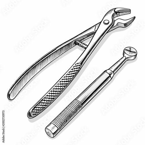 Dynamic Bold Stroke Dental Forceps Tooth Extraction Creative Visual