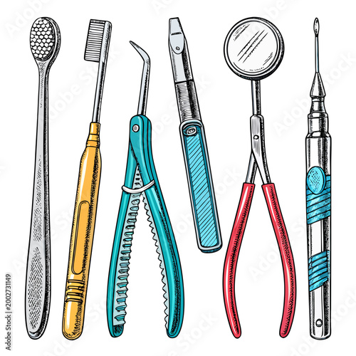 Vibrant Bold Stroke Dental Hand Tools Creative Visual