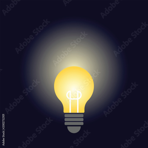 Modern glowing light bulb illustration representing idea, innovation, creativity, inspiration and smart solutions. Perfect for business, startup and education themes.