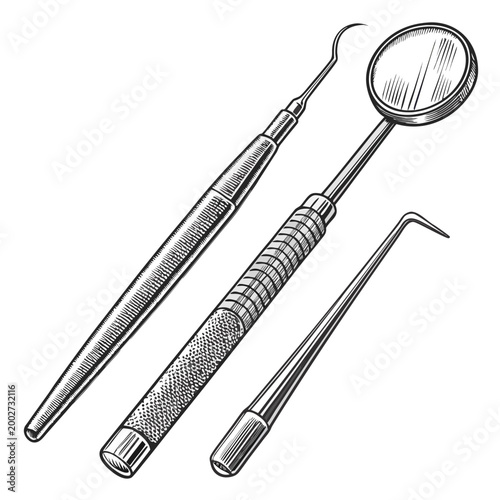 Bold Stroke Dental Probe And Mirror Premium Digital Asset Perfect for Editorial Content