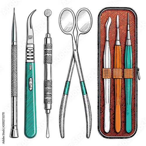 Depicting Bold Stroke Dental Surgical Kit Whit Dynamic Professional Photo