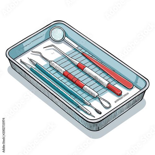 Featuring Bold Stroke Dental Tray With Instruments Crisp High-Quality Stock Image