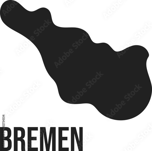 Bremen State Silhouette Map Flat,Germany,Minimal Black Vector,Isolated on Transparent Background