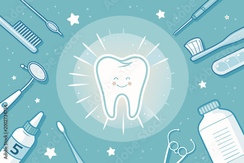 Elegant Dental Care With Glowing Tooth Professional Photo