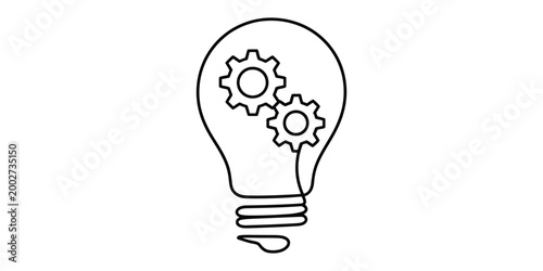 Light bulb with gears line art