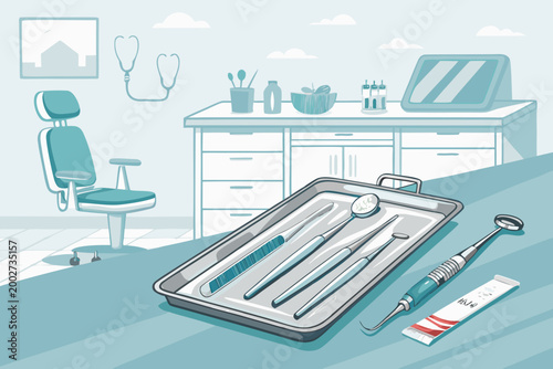 Dentist With Dental Tools Arrang Professional Photo Great for Commercial Projects