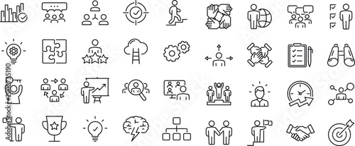 Obraz na plátně Team work set of web icons