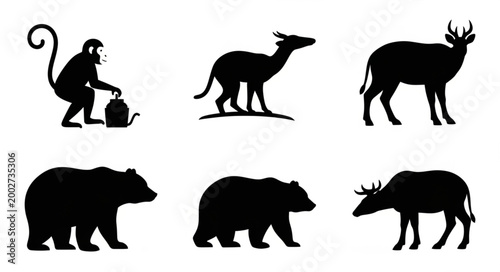 Silhouettes of various wild animals.