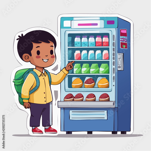 Boy choosing snacks from a vending machine